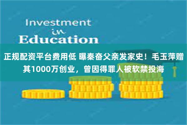 正规配资平台费用低 曝秦奋父亲发家史！毛玉萍赠其1000万创业，曾因得罪人被软禁投海